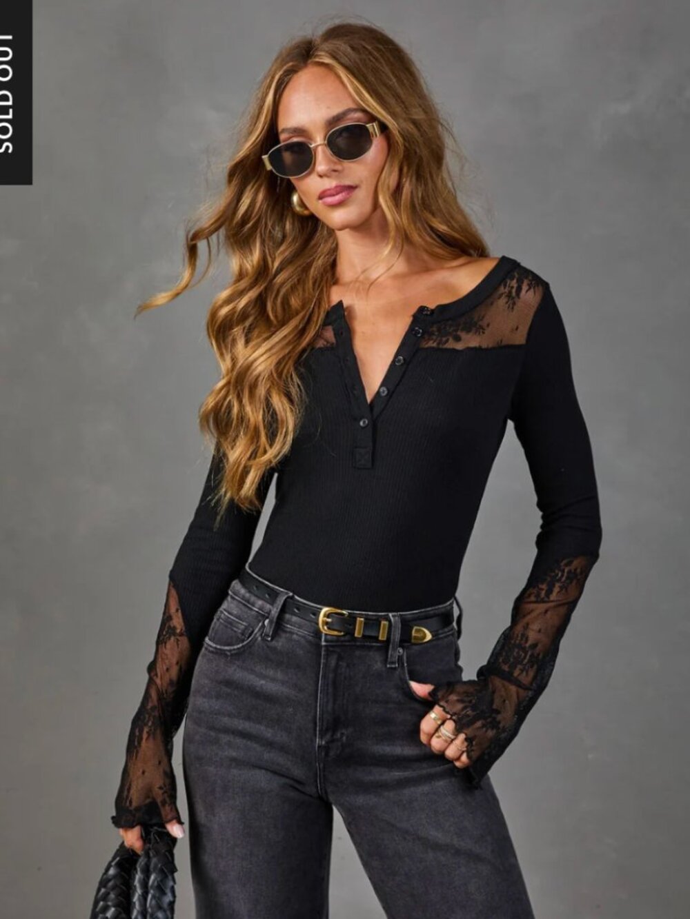 Morning Espresso Lace Trim Henley Top | Vici